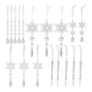 Festival Season Decors Acrylic Icicle and Snowflake Christmas Tree Adornment