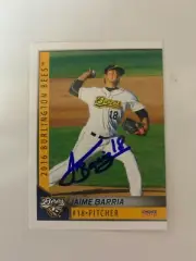 Jaime Barria 2016 Signed Burlington Bees Team Card