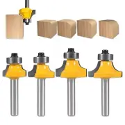 4 Pack 1/4" Shank Roundover Router Bit Set Carbide Corner Rounding Edge Forming
