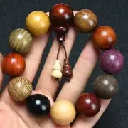 Natural Wood Bracelet with Ebony Flower Pear Sandalwood Buddha Bead Bracelet