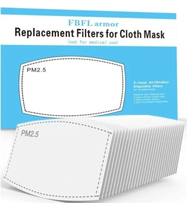 FBFL 2 Pack- 200pcs PM2.5 Activated Carbon Filter for Cloth Mask