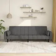 vidaXL 2-Seater Sofa Bed with Two Pillows Dark Grey Fabric