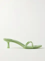 [ALEXANDER WANG] ALEXANDER WANG - Dahlia Crystal-embellished Leather Mules - Lime green - IT40 IT 40 Green