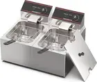 Deep Fryer,16L(8L+8L) Dual Tank Electric Oil Fryer,Commercial Cooker with Adjust