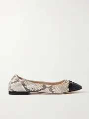 [Tod's] Tod's - Embellished Snake-effect Leather Ballet Flats - Snake print - IT36 IT 36 Animal print