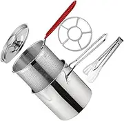 Cabilock 1Set Fry Pot with Fry Basket Lid Deep Fryer for Chips Shrimp Chicken Easy to Clean Kitchen Essential for Home Cooking