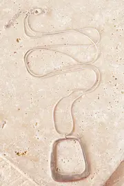 Silver Square Pendant Long Necklace--TGT-NKK4076S