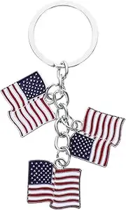 [FOMIYES] American Flag Keychain Vintage Metal Car Keychain Pendant Patriotic Keyring for Purse Charm present for Travel Souvenirs and Diplomatic Occasions