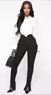 Fashion Nova Women Sz M Blouse NEW White Rhinestone Button Chiffon Puff Top