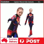 Kids Girls Movie Captain Marvel Deluxe Cosplay Costume Bodysuit Jumpsuit Gift