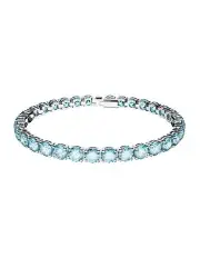 [Swarovski] Matrix Tennis Bracelet Round Cut Medium Rhodium Plated in Blue