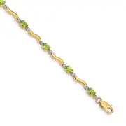 14k Yellow Gold Fancy Natural Diamond and Peridot Bracelet