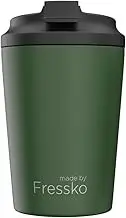 made by Fressko Reusable Coffee Cup - Stainless Steel Insulated Mug - Leak Proof Travel Cup for Hot/Cold Drinks - 3 Hr Heat Retention - Fits Car Holders & Coffee Machines - Khaki - 12oz 340ml