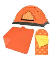 Kids Outdoor Play Tent, Sleeping Bag & Mat - Overnight Backyard Sleepover Kit