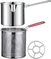 KICHOUSE 1Set Stainless Steel Deep Fryer Kit with Frying Pot and Basket Essential Kitchen Tool for Home Cooking and Frying Fry Basket for Fried Foods