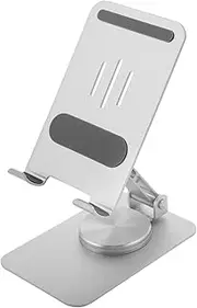 Mikinona Foldable Portable Phone Tablet Stand Adjustable Rotating Holder for Desk Secure Base for Stability Compatible with Smartphones and Tablets for Travel and Home Use