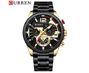 CURREN Automatic Men's Watch Stainless Steel Simple Quartz Watch Sports Luxury Fashion Waterproof Chronograph Relogio Masculino - black gold