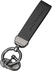 [Generic] [YEENKE] Leather Car Keychain Black,Universal Motorcycle Key Fob Keychain with Keyrings and Screwdriver Simple Key Holder Car Accessories for Men Cool Women 1Pack