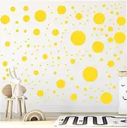 StickerDeen 500+ Assorted Polka Dot Circle Wall Stickers for Kids Bedroom Living Room, Classroom, Playroom Decor Removable Vinyl Wall Stickers Dots Wall Decals (Yellow)