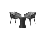Livsip 3PCS Outdoor Furniture Lounge Setting Black Adjustable Table