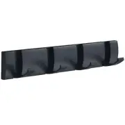 Wall Mounted Coat Rack with 4 Hooks, 12.5 Inch Black Modern Folding Coat Hook...