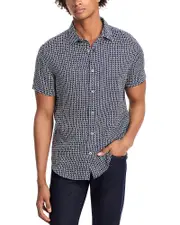 The Men's Store at Bloomingdale's Geometric Pattern Short Sleeve Linen Shirt
