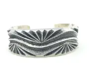 Kevin Yazzie Navajo Sterling Silver Bracelet Handmade Tufa Cast Designs