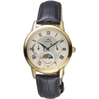 在飛比找PChome24h購物優惠-ORIENT東方 羅馬戀曲日曆女錶-金x咖啡色錶帶/34mm