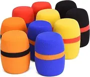 10 Pack Thick Handheld Stage Microphone Windscreen Sponge Cover Suitable for KTV, Dance Ball, Conference Room, News Interviews, Stage Performance (5 Color)