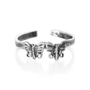 Butterflies Design Toe Ring Genuine Sterling Silver 925 Size Adjustable