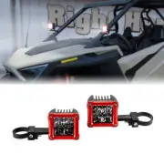 40W 3'' LED Pods (Red Shell)+A-Pillar Mounts For 2019-24 Honda Talon 1000R/1000X