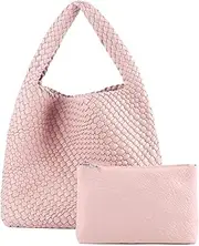 [SLHFPX] Woven Tote Bag For Women,Vegan Leather Hand Woven Handbags And Purse,Shoulder Bag Top-Handle Bag All-Match Underarm Bag