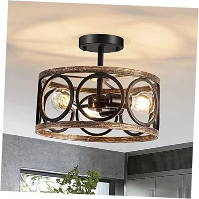 3-Light Semi Flush Mount Ceiling, 12.6'' Modern Farmhouse Chandeliers for