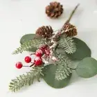 Pine Cones Berry Spray Christmas Glitter Leaves for Christmas Tree Party Decors