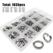 1035Pcs Metal Split Lock Washer Stainless Steel Assortment Elastic Gasket Set
