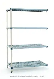 MetroMax Q MQ-217274G-A-4 4-Shelf Plastic Industrial Shelving Add-On Unit, 21"