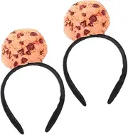 [IWOWHERO] 2pcs Headband Headband Biscuits Head Bands Plush Biscuit Headdress Biscuit Headbands Photo Props for Photo Booth Biscuit Hair Accessories Funny Headband Funny Hair Band Plastic
