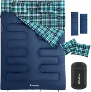 KingCamp Queen Size 2 Person Double Sleeping Bags with Pillows for Adults, 20...