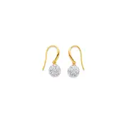 9ct Gold, Crystal Hook Earrings in White