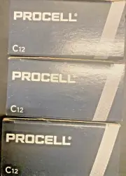 Lot of 36 Procell C-Cells in 3 Boxes of 12. Dated Mar 2028 or Later, Clean Boxes