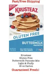 Krusteaz Gluten Free Buttermilk Pancake Mix, Light & Fluffy, 16 oz Carton