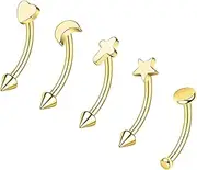[ZS] Stainless Steel Eyebrow Rings 16g Curved Belly Button Piercing Helix Daith Tragus Earrings Vertical Labret Lip Piercing Jewelry 5pcs