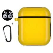 For AirPods 2nd Gen Case, Armor Cover, Snap Hook & Ear Clips, Yellow