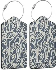 Richugui Retro Flowers of 2 Luggage Tags, Suitcase Tag with Address Label, Waterproof PU Leather Luggage Tag, Personalised ID Labels, Quick Identification Suitcase