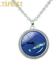 [DAVITU] ocean sea charm animal jewelry sharks pendant necklace silver color chain shark statement necklace men women fashion E973 - (Metal Color: E974, Length: 55cm)