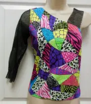 Fishnet Sleeve Jazz Top Hiphop Dance Costume Cool Print Girls/Ladies ovr 80 avlb