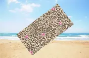 Pink Hearts Brown Leopard Animal Print Beach Towel Bath Towels