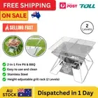 Grillz Camping Stove Fire Pit BBQ 2-in-1 Grill Outdoor Portable Stainless Steel
