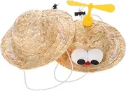 HOMOBABE 2 Pcs Adjustable Cartoon Headdresses Fun and Hats for Dogs and Cats Woven Design for Travel and Photography Protects from Sunlight