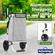 Waterproof Shopping Cart Trolley Foldable Aluminium Grocery Storage Bag Grey